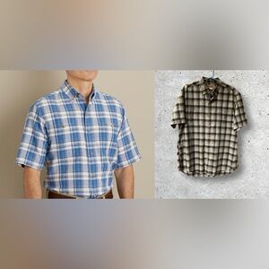 Duluth Trading F.O.M. Short Sleeve Hemp Plaid Shirt